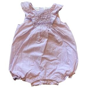 Janie and Jack - Lilac Smocked Bubble Romper - Size 3-6 Months